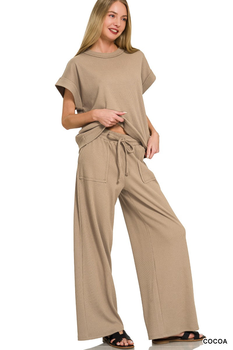 Ribbed Short Sleeve Set