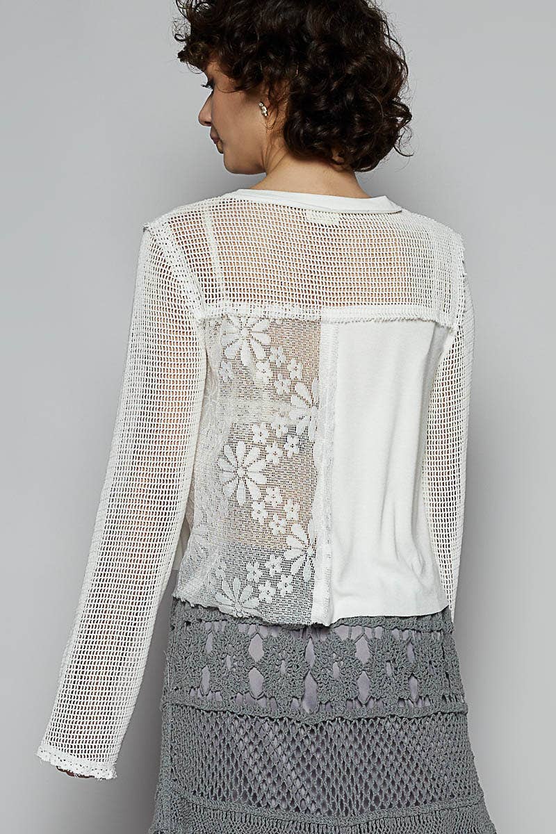 Lace Crochet Contrast Top