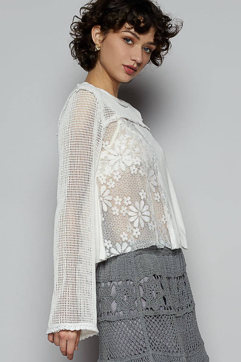 Lace Crochet Contrast Top