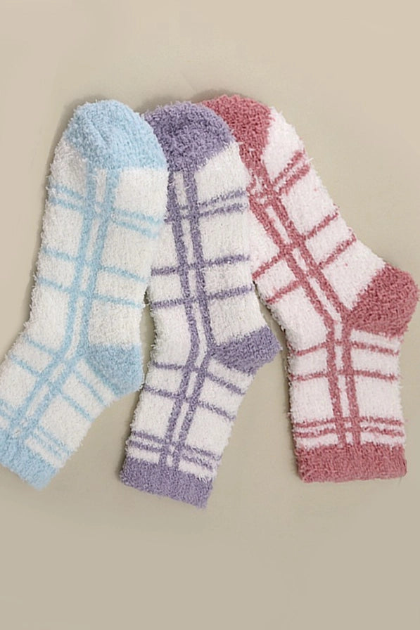 Warm Coral Plaid Socks