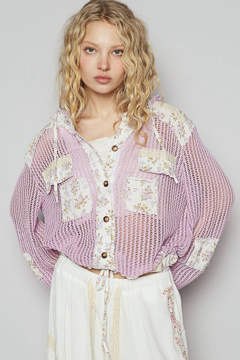 Floral Print Crochet Jacket