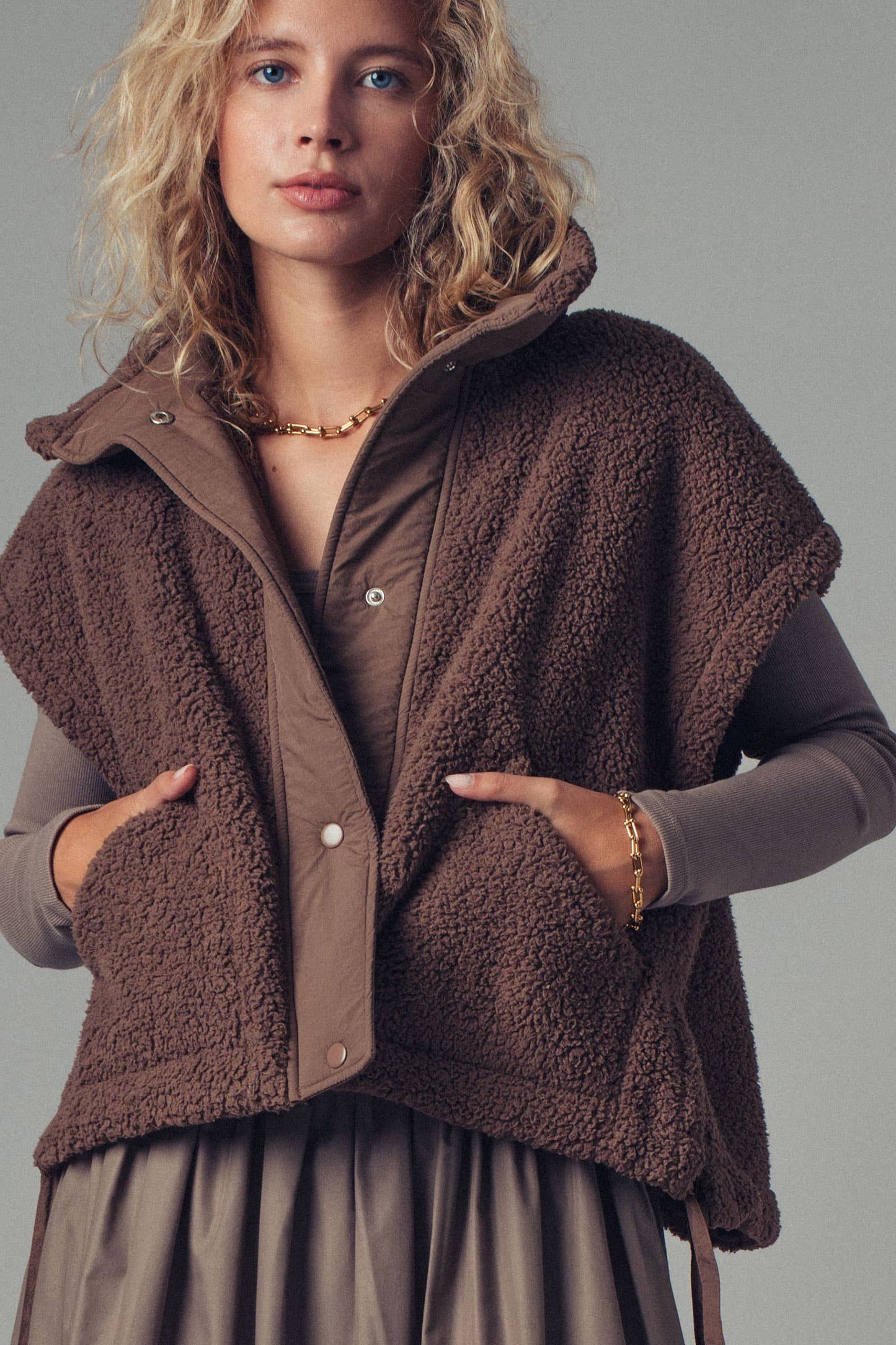 Quilted Sherpa Boxy Vest