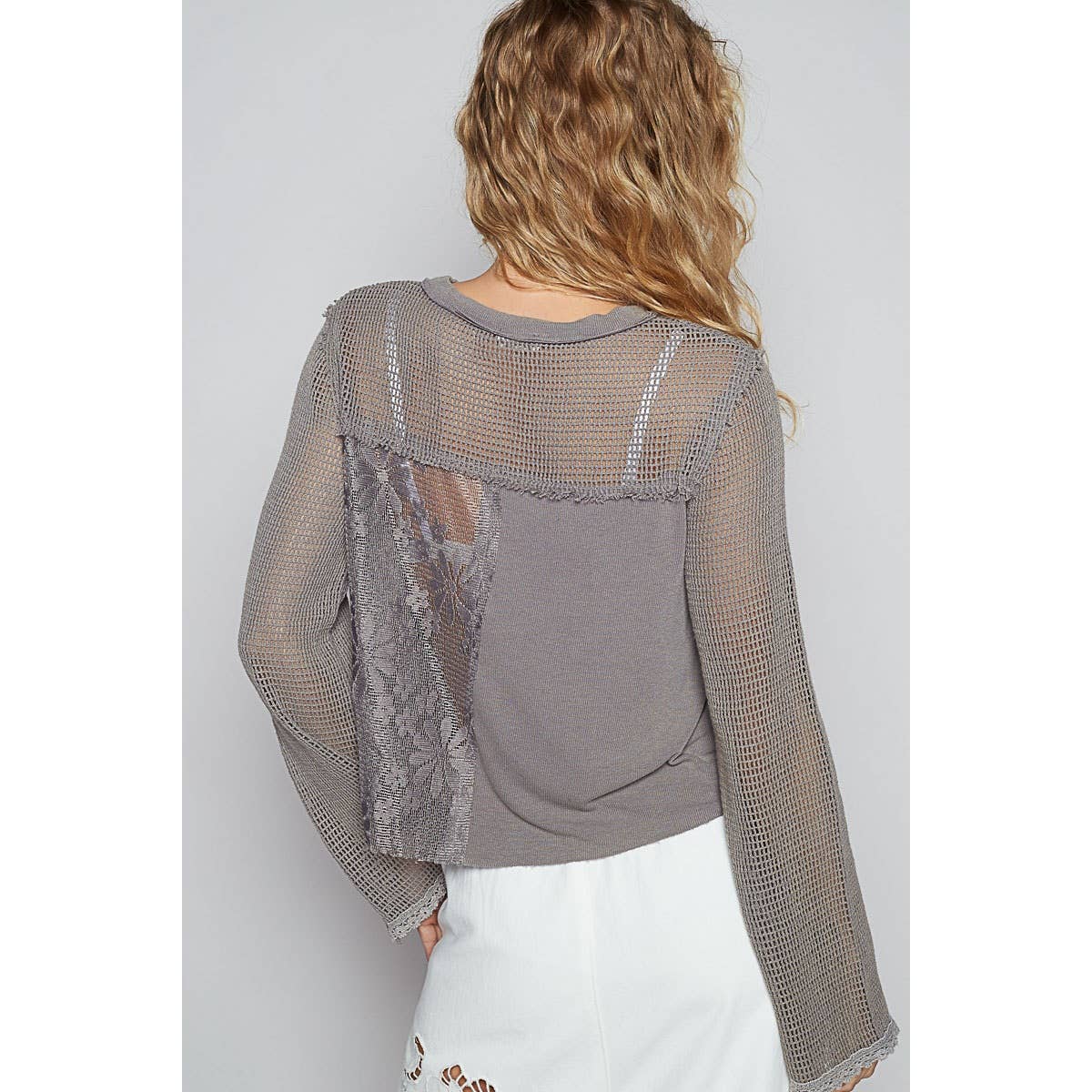 Lace Crochet Contrast Top