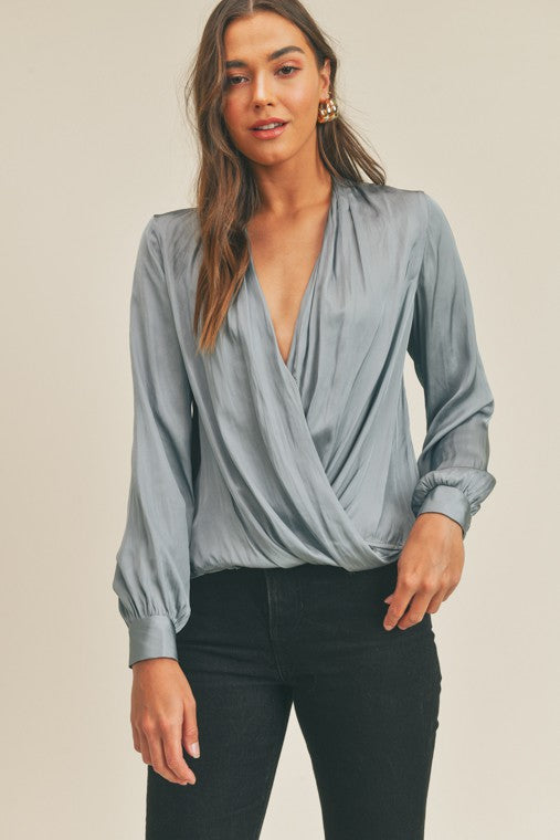 Surplice Satin Blouse