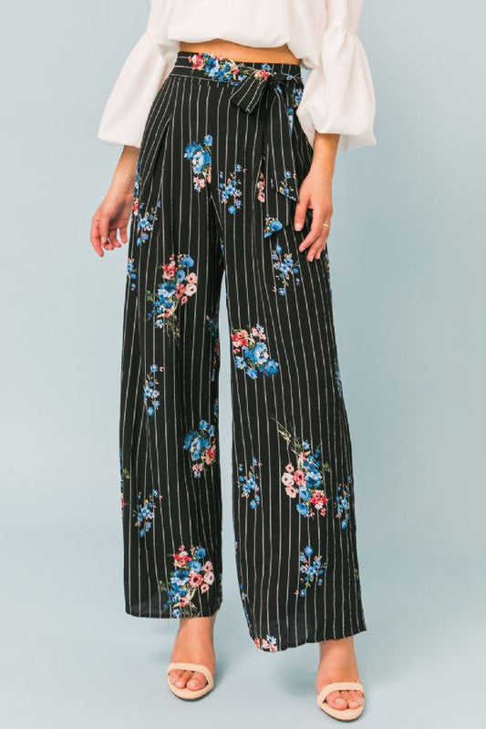 Pinstriped Floral Pants