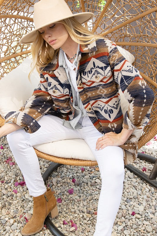 Aztec Print Shirt Shacket