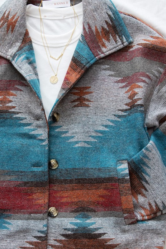 Aztec Print Shacket