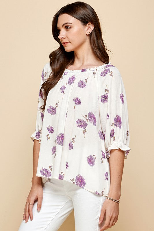 Off-Shoulder Printed Top