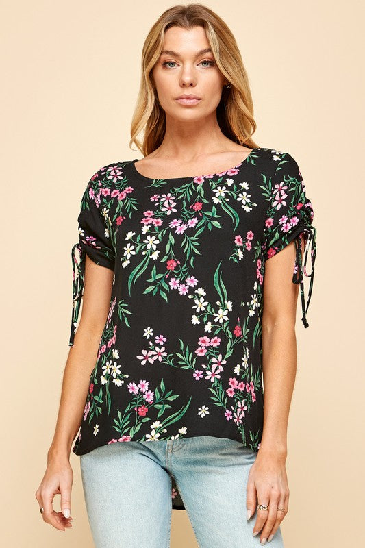 Floral Drawcord Top