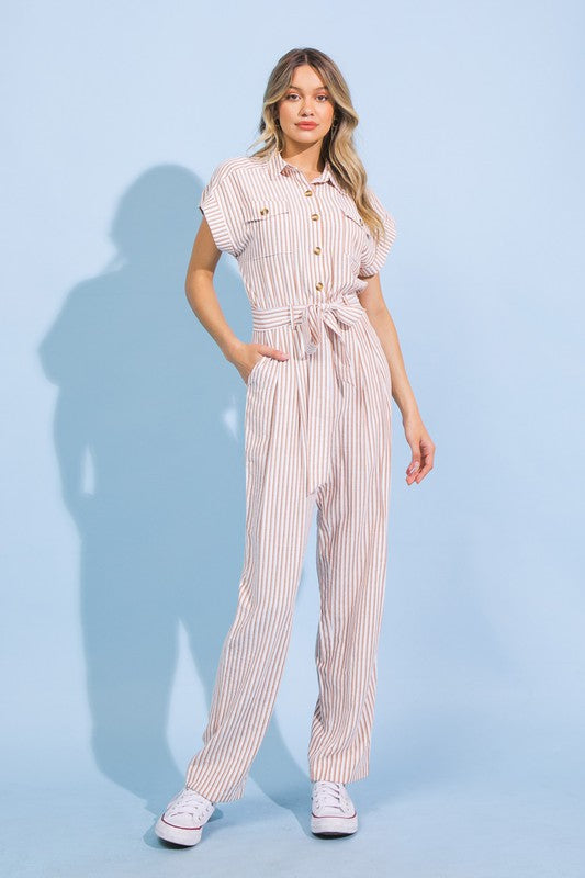 Striped Woven Jumpsuit
