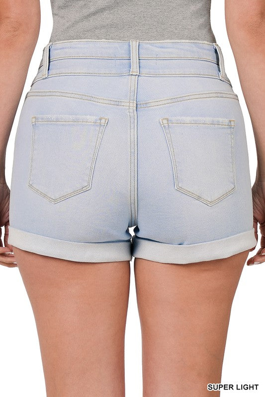 Cuffed Denim Shorts