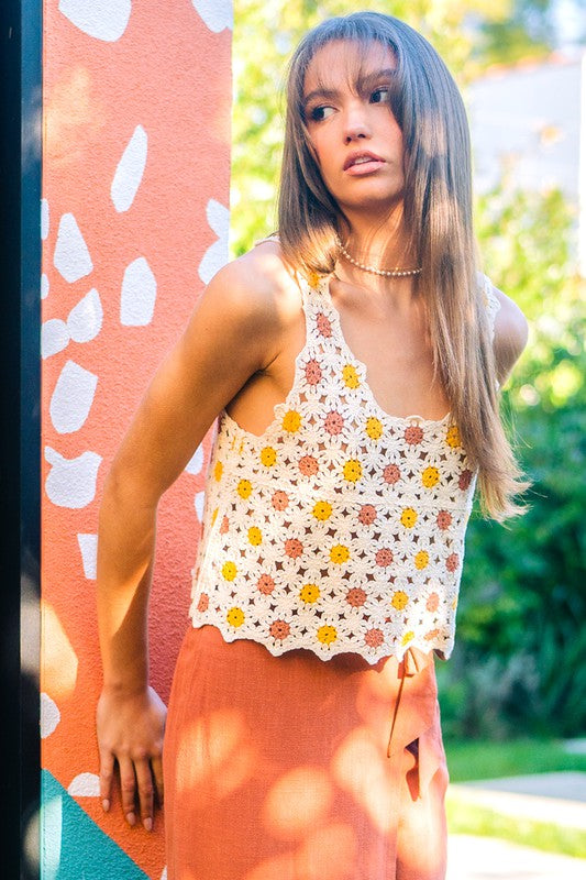 Floral Crochet Tank