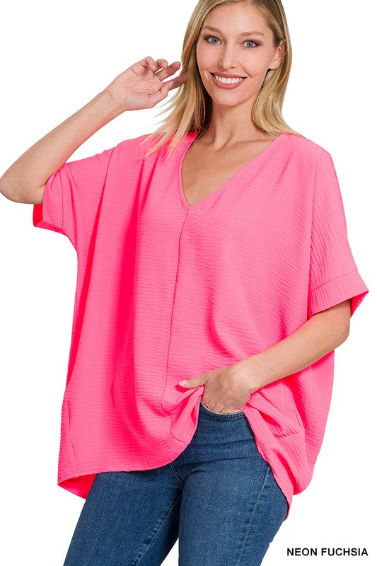 Woven V-Neck Top