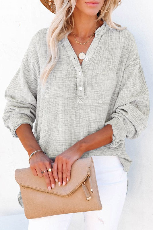 Crinkle Henley Top