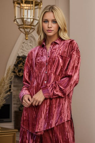 Crinkled Velvet Shirt