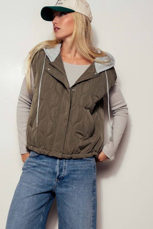 Quilted Western Hooded Vest