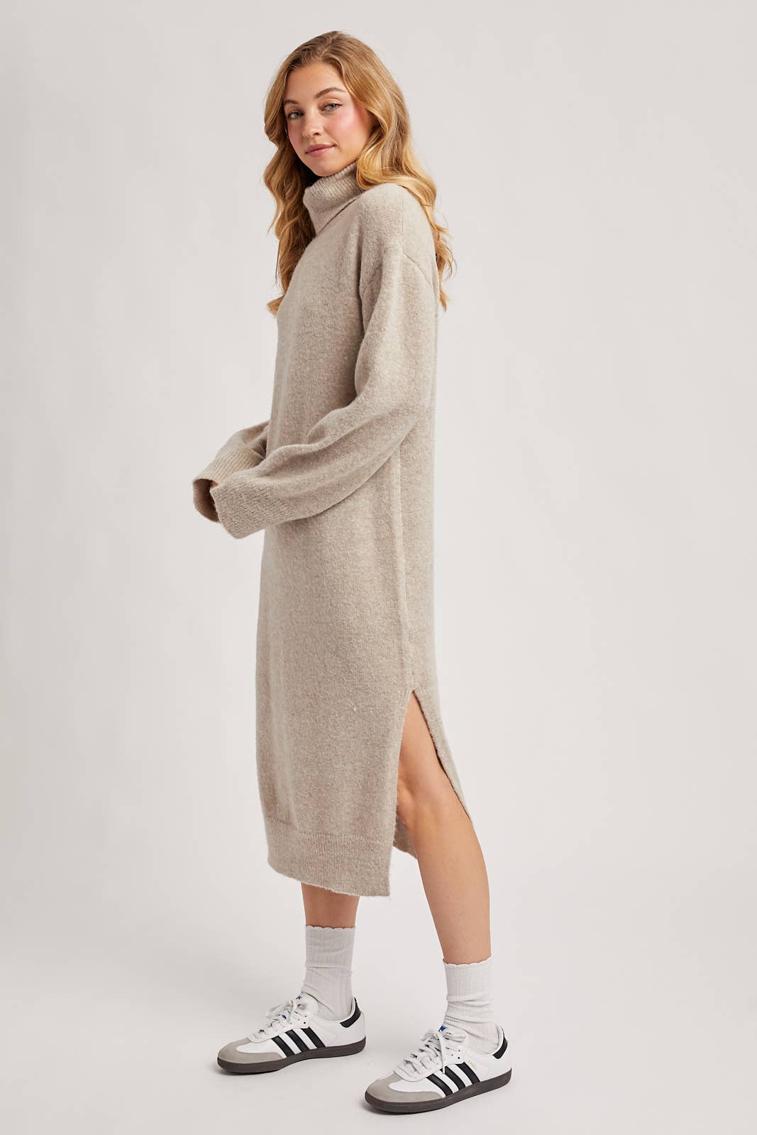 Turtleneck Knit Midi Dress
