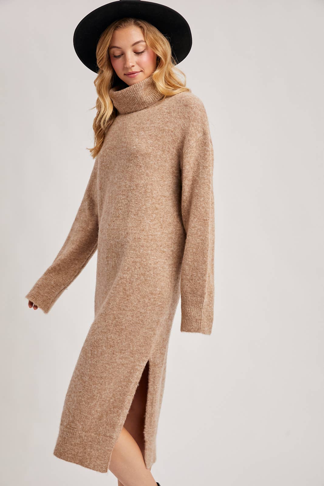 Turtleneck Knit Midi Dress
