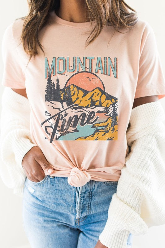 Mountain Time River Sunrise Summer Graphic Tee