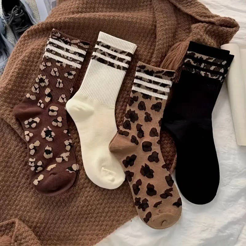 Animal Leopard Crew Socks