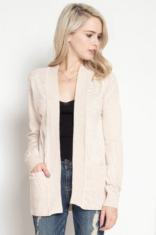 Ribbed Detail Open Cardigan