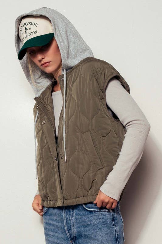 Quilted Western Hooded Vest