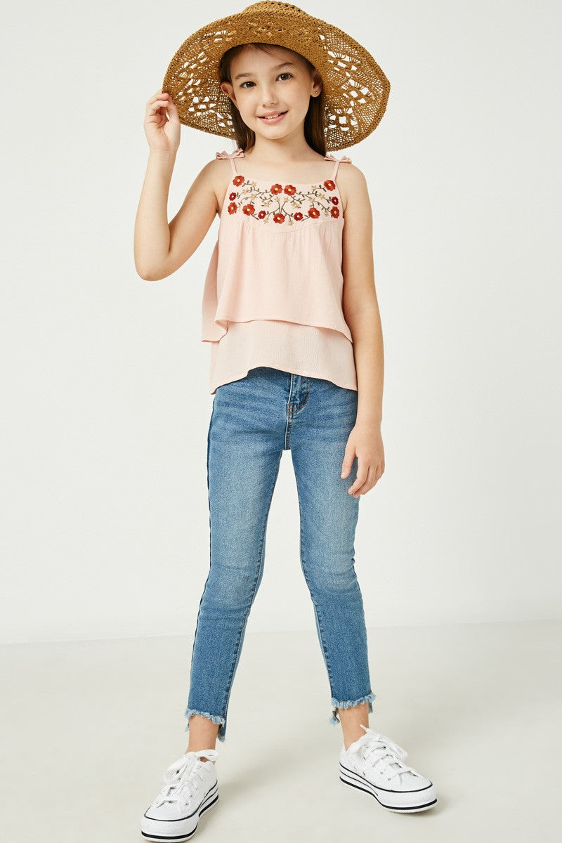 Embroidered Tiered Tank