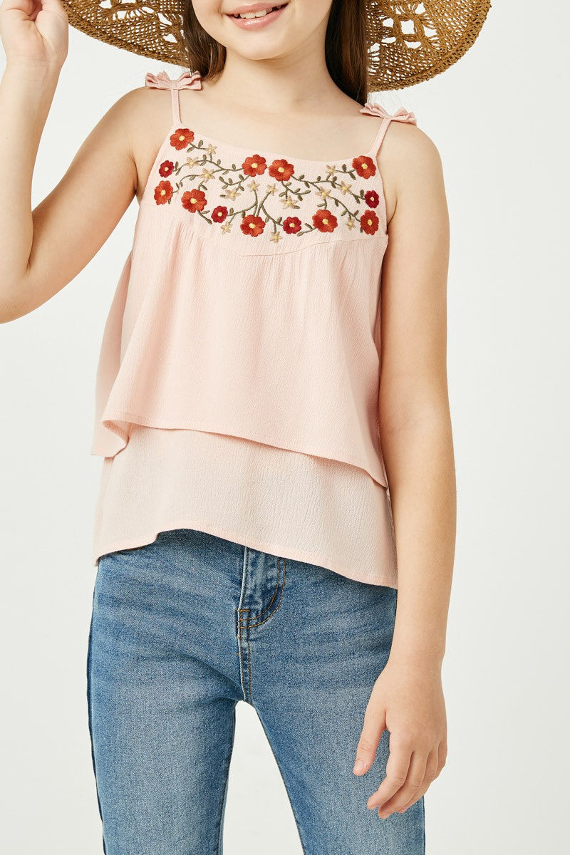 Embroidered Tiered Tank