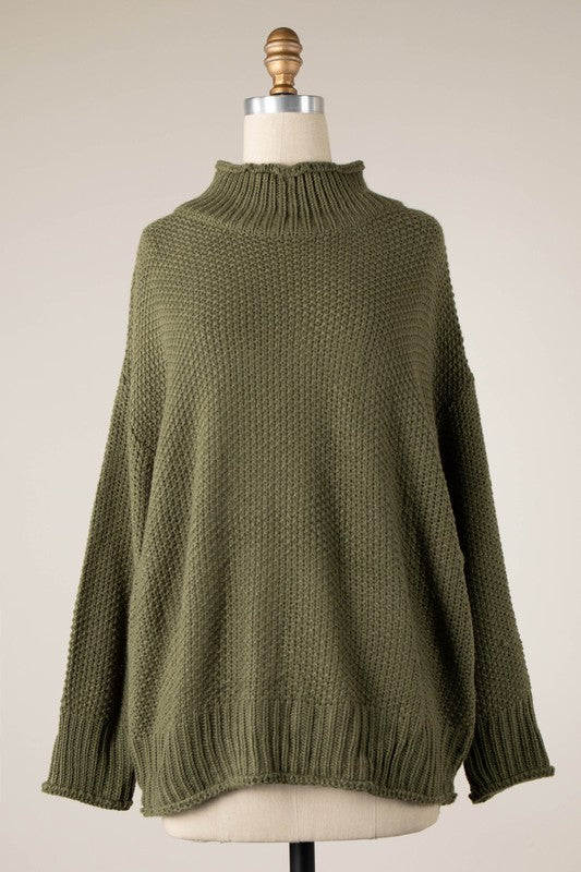 Mock Neck Cable Knit