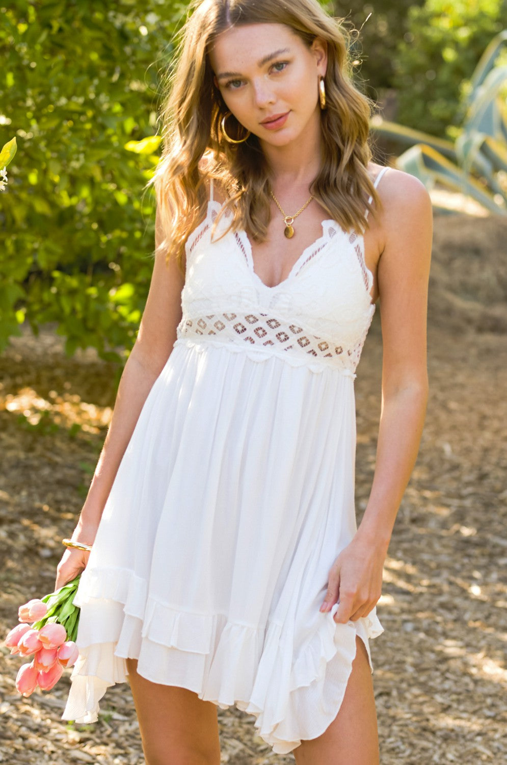 White bralette fashion dress