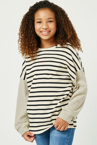 Contrast Stripe Sleeve Top