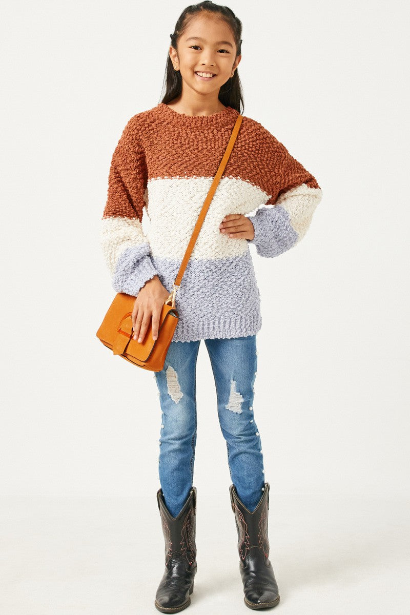 Color Block Popcorn Sweater