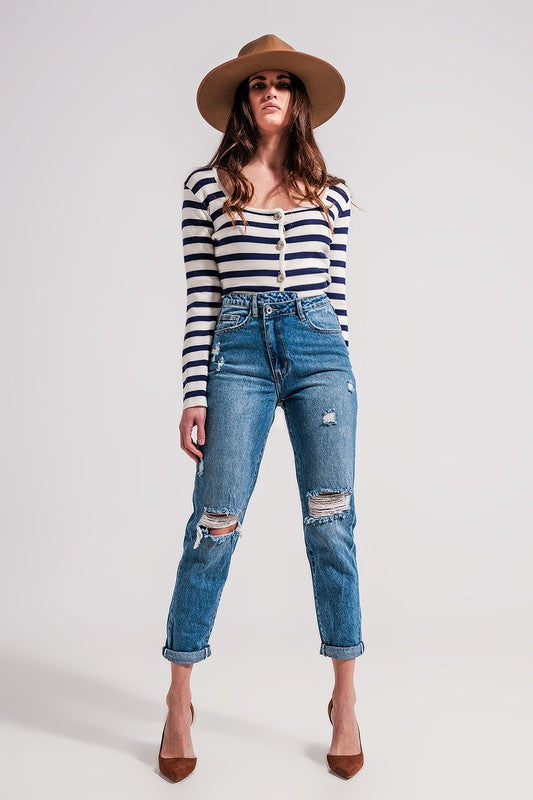 Asymmetric Blue Jeans