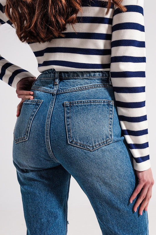 Asymmetric Blue Jeans