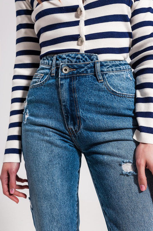 Asymmetric Blue Jeans