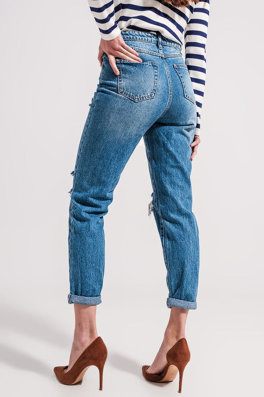 Asymmetric Blue Jeans
