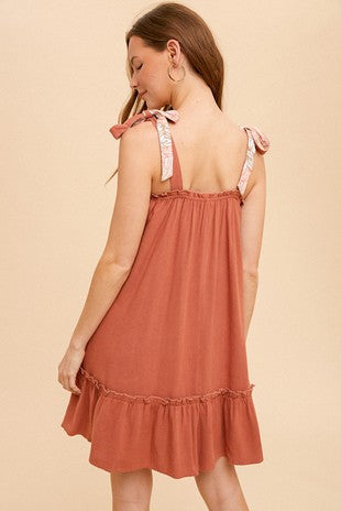 Soft Linen Ruffle Mini Dress