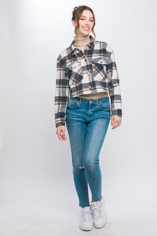 Plaid Cropped Outerwear