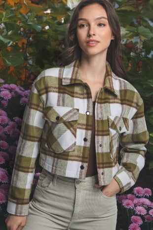 Plaid Cropped Outerwear