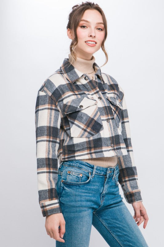 Plaid Cropped Outerwear
