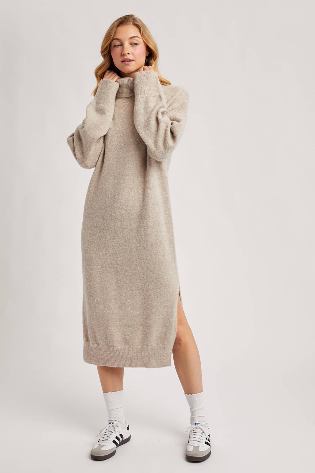 Turtleneck Knit Midi Dress