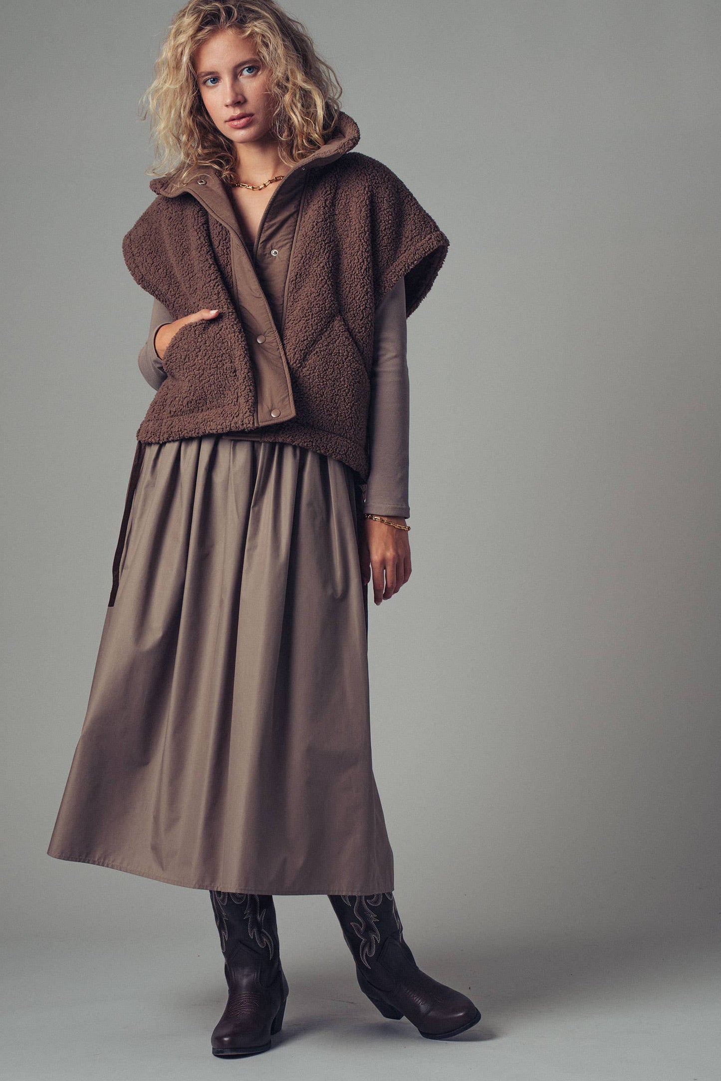 Quilted Sherpa Boxy Vest