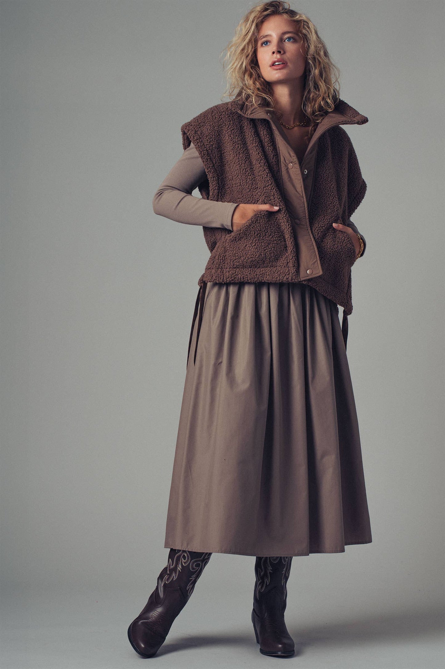 Quilted Sherpa Boxy Vest