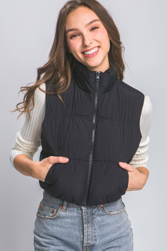 High Neck Puffer Vest