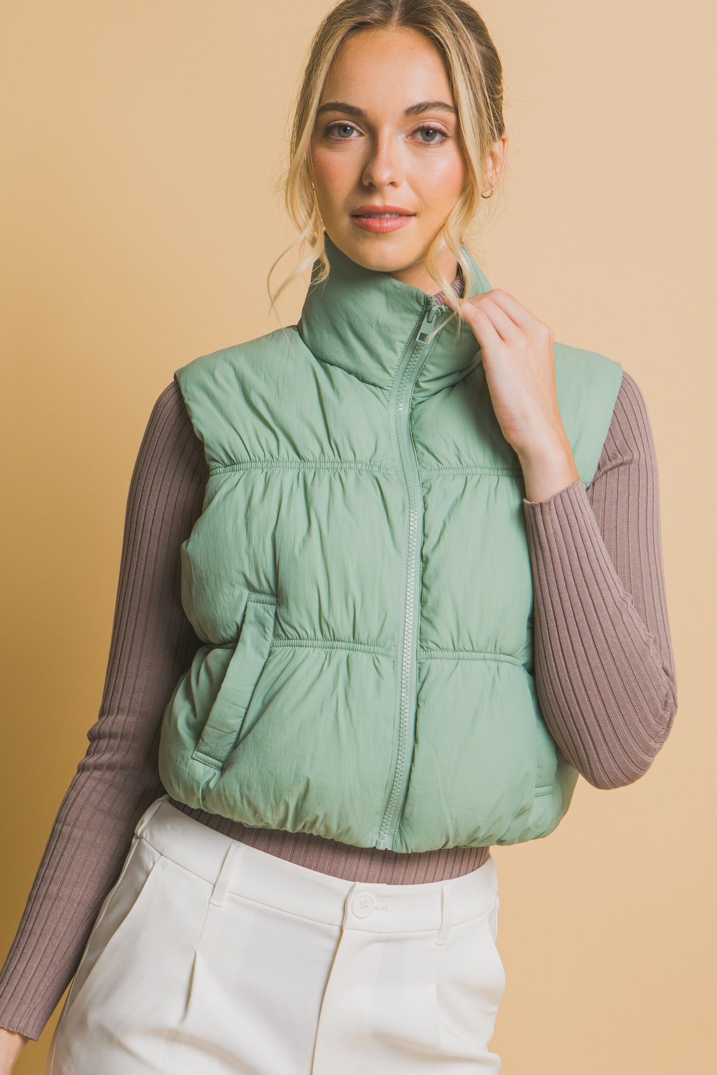 High Neck Puffer Vest