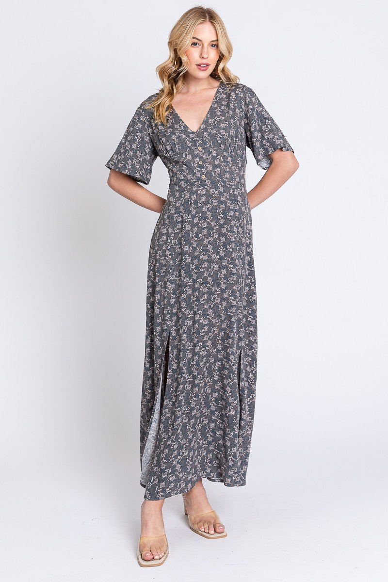 Button Detail Maxi Dress