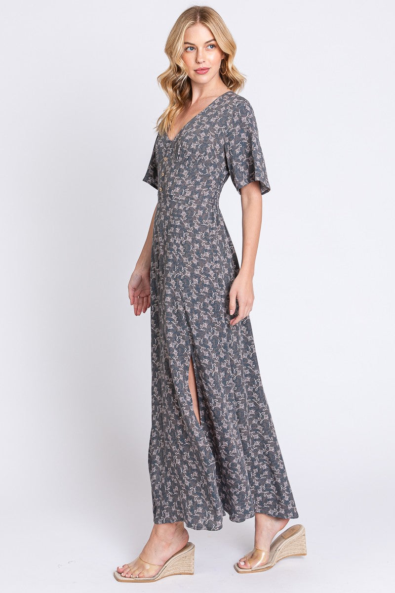 Button Detail Maxi Dress