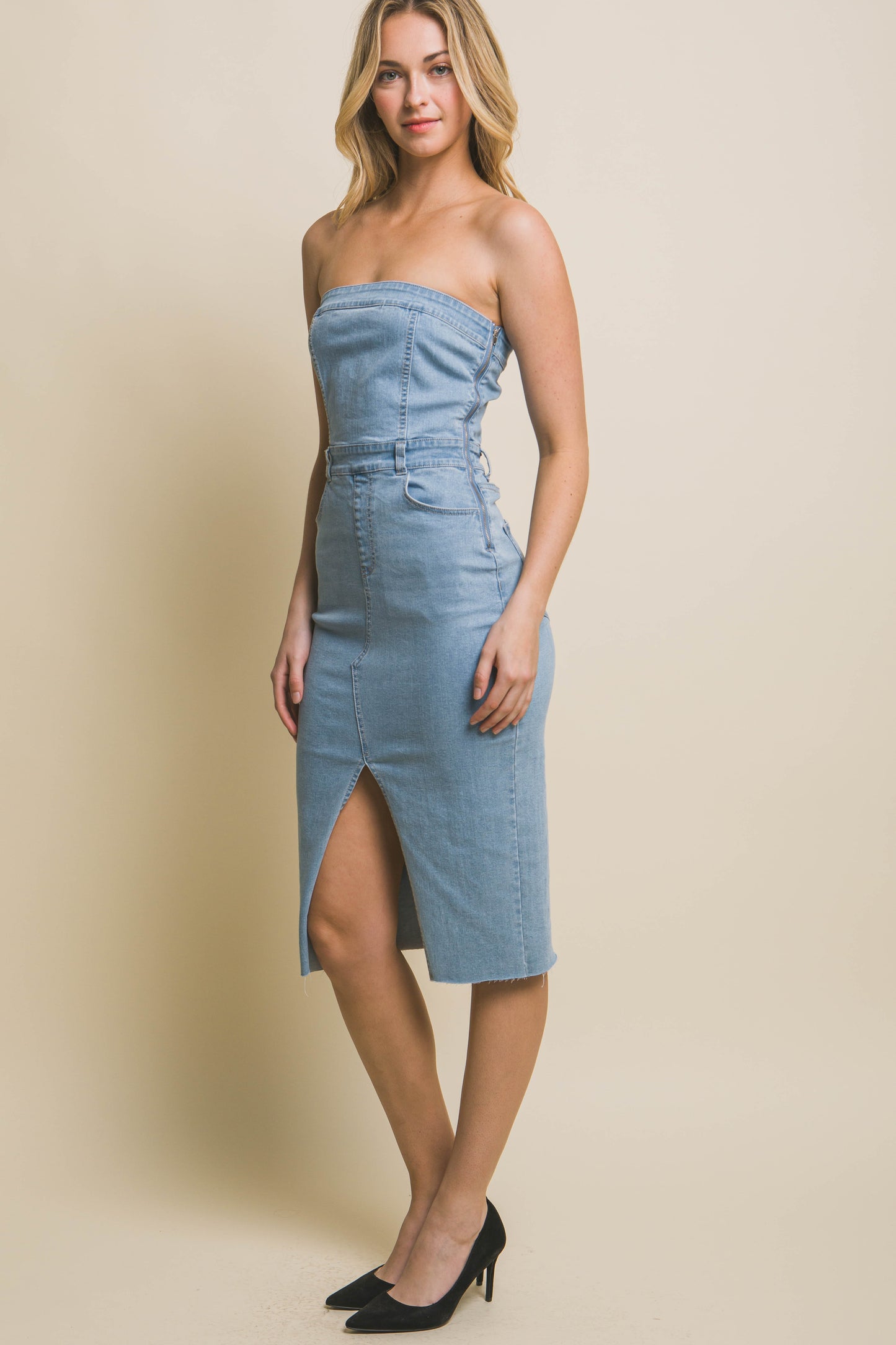 Denim Strapless Dress