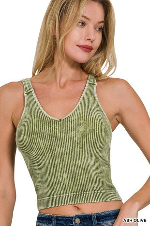 Washed Ribbed Tank Top