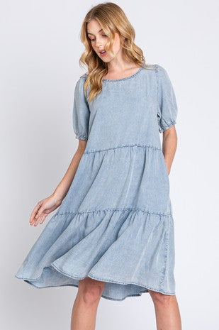 Tiered Denim Dress